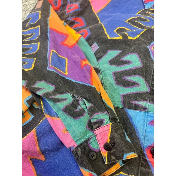 Vintage Cricket by the Creek Shirt Women’s L Guatemala Bright Aztec Tribal 1990s - Picture 4 of 13
